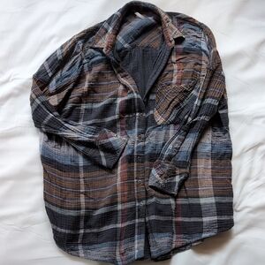 Free People Plaid Button-Up Shirt